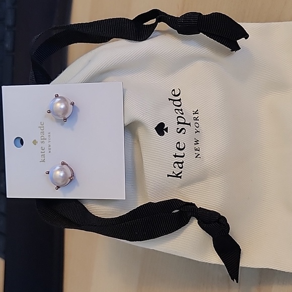 Kate Spade Blush Rose Gold Pearl Earrings - Picture 5 of 6